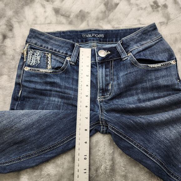 Maurices Jeans Womens 0 SHORT Blue Low Rise Slim Leg Flare Stretch Denim Casual - Picture 11 of 14
